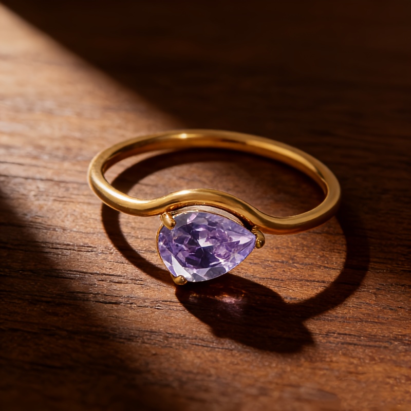 Women's Colorful Teardrop Ring, Exquisite December Birthday Gift